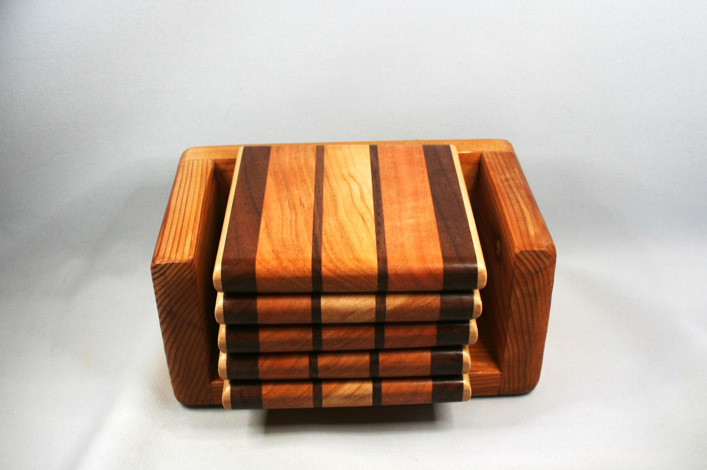 Set of 5 Multi Hardwood coasters