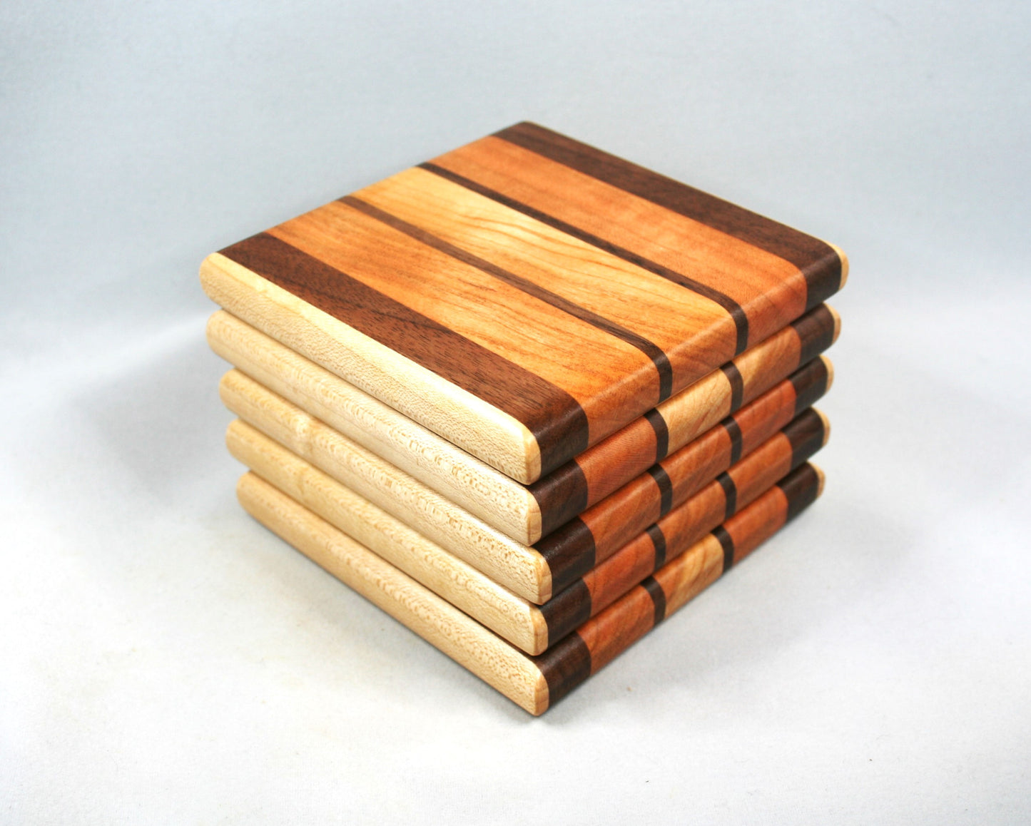 Set of 5 Multi Hardwood coasters