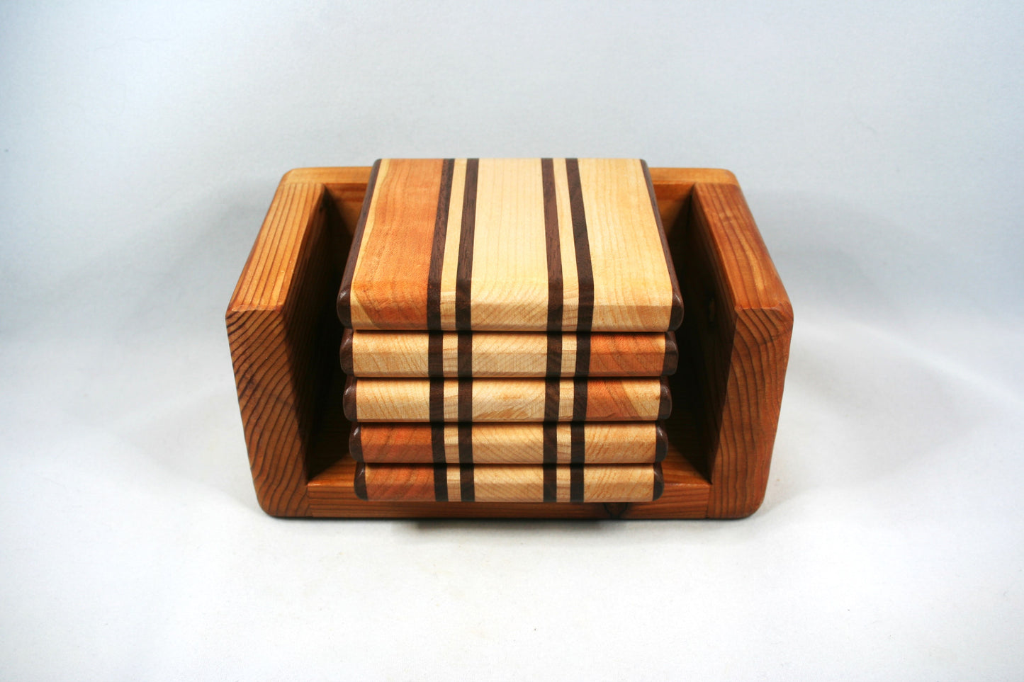 Maple and Walnut Hardwood Coaster set of 5