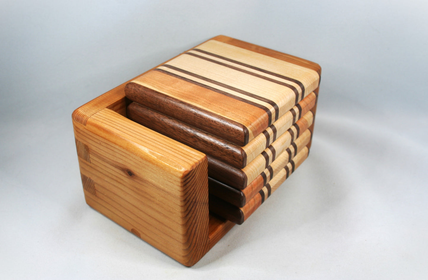 Maple and Walnut Hardwood Coaster set of 5