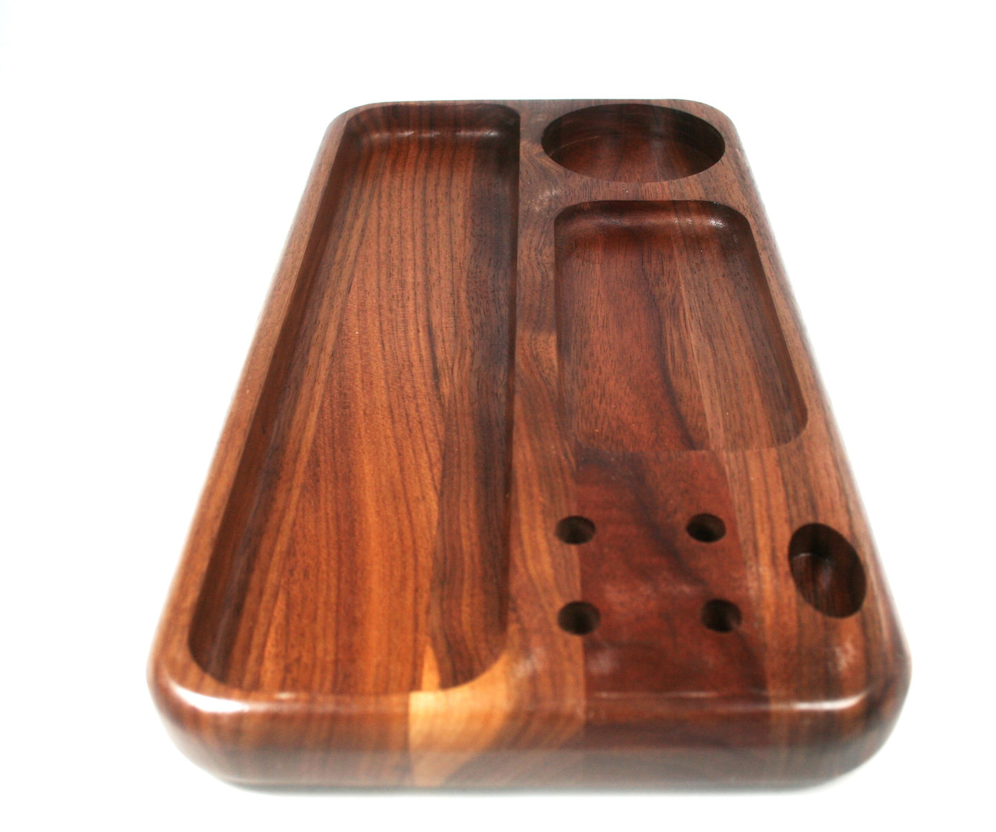 Multi Compartment Walnut Rolling Tray