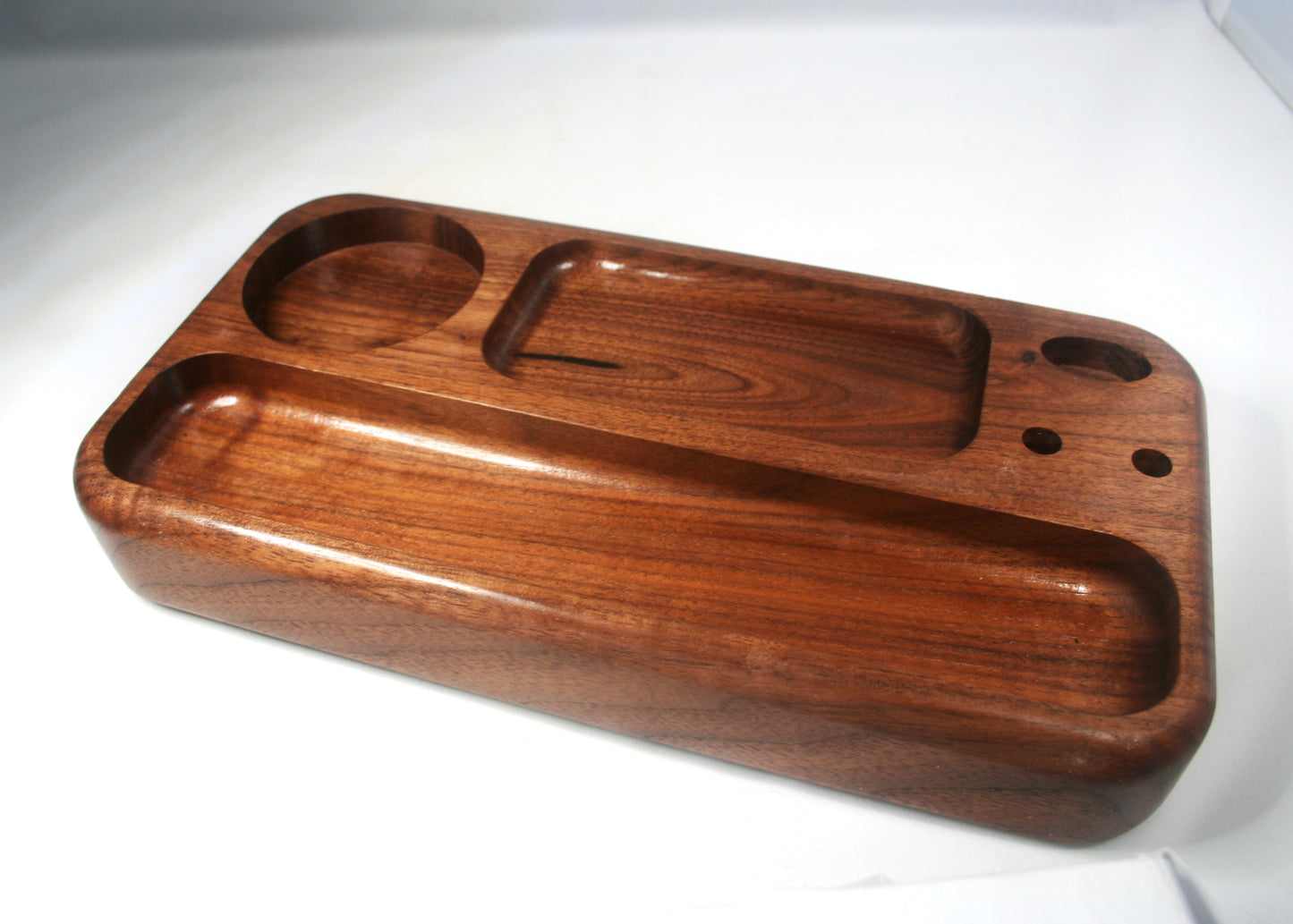 Multi Compartment Walnut Rolling Tray