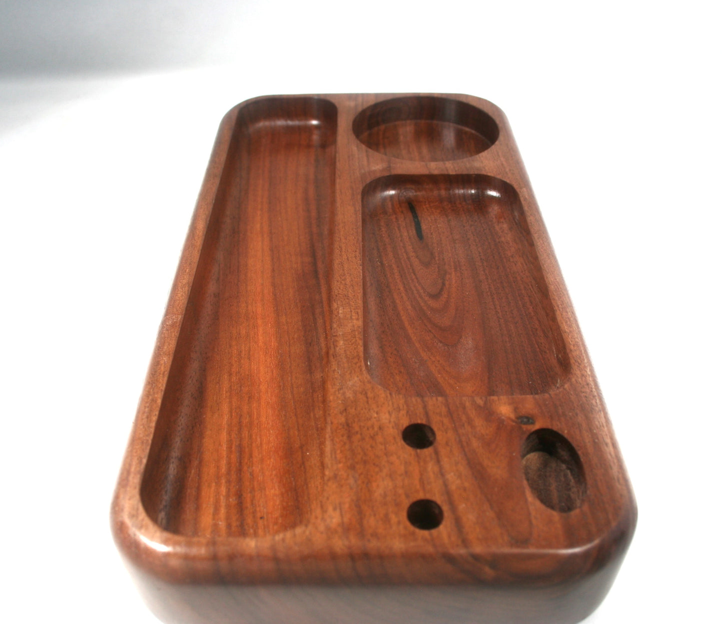 Multi Compartment Walnut Rolling Tray