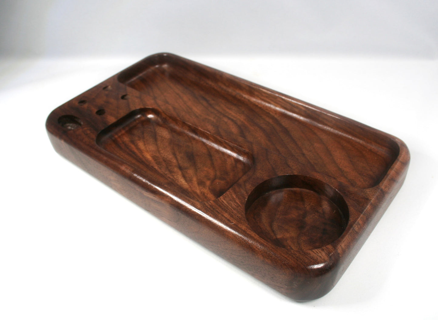 Multi Compartment Curly Walnut Rolling Tray