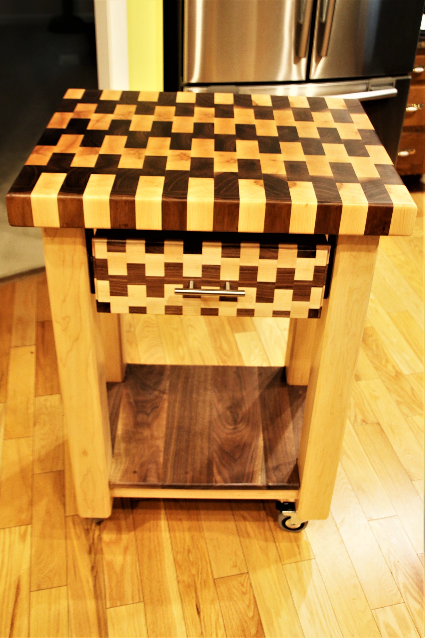 Maple and Walnut Butcher Block Table