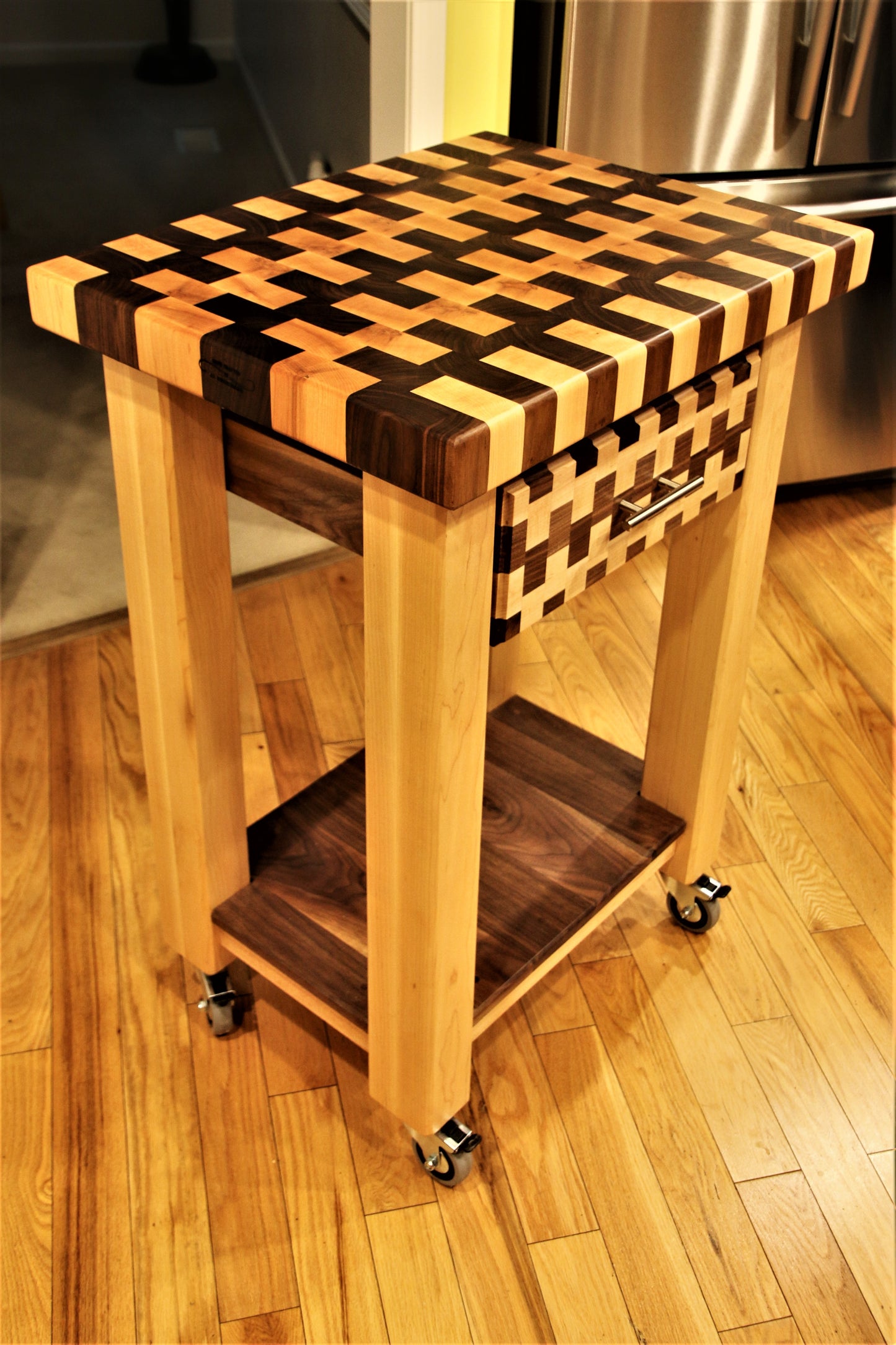 Maple and Walnut Butcher Block Table