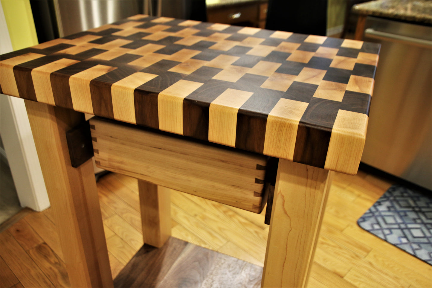 Maple and Walnut Butcher Block Table