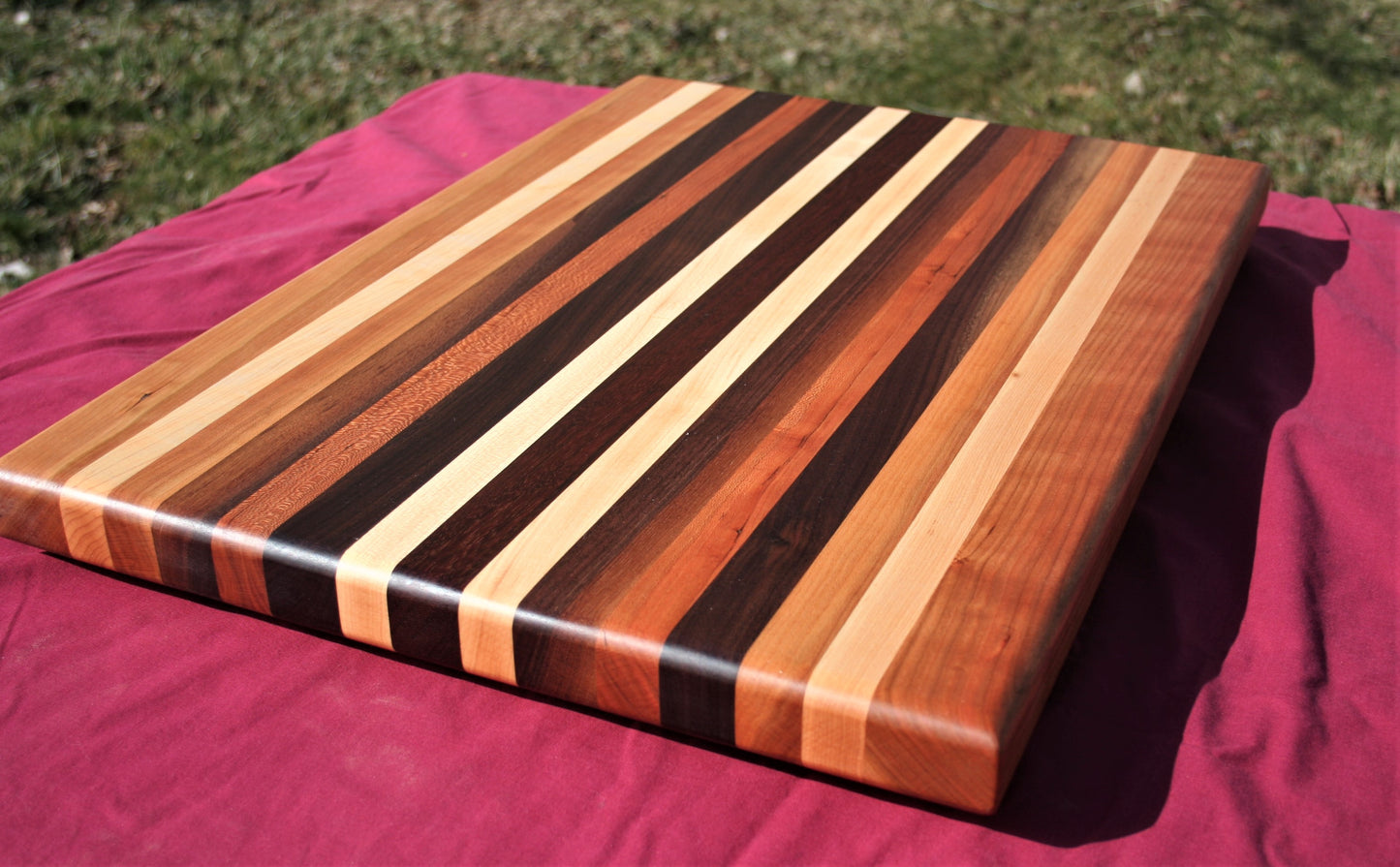 Multi Wood Edge Grain Cutting Board- Ready to Ship