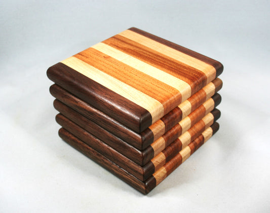Multi Hardwood Coasters set of 5