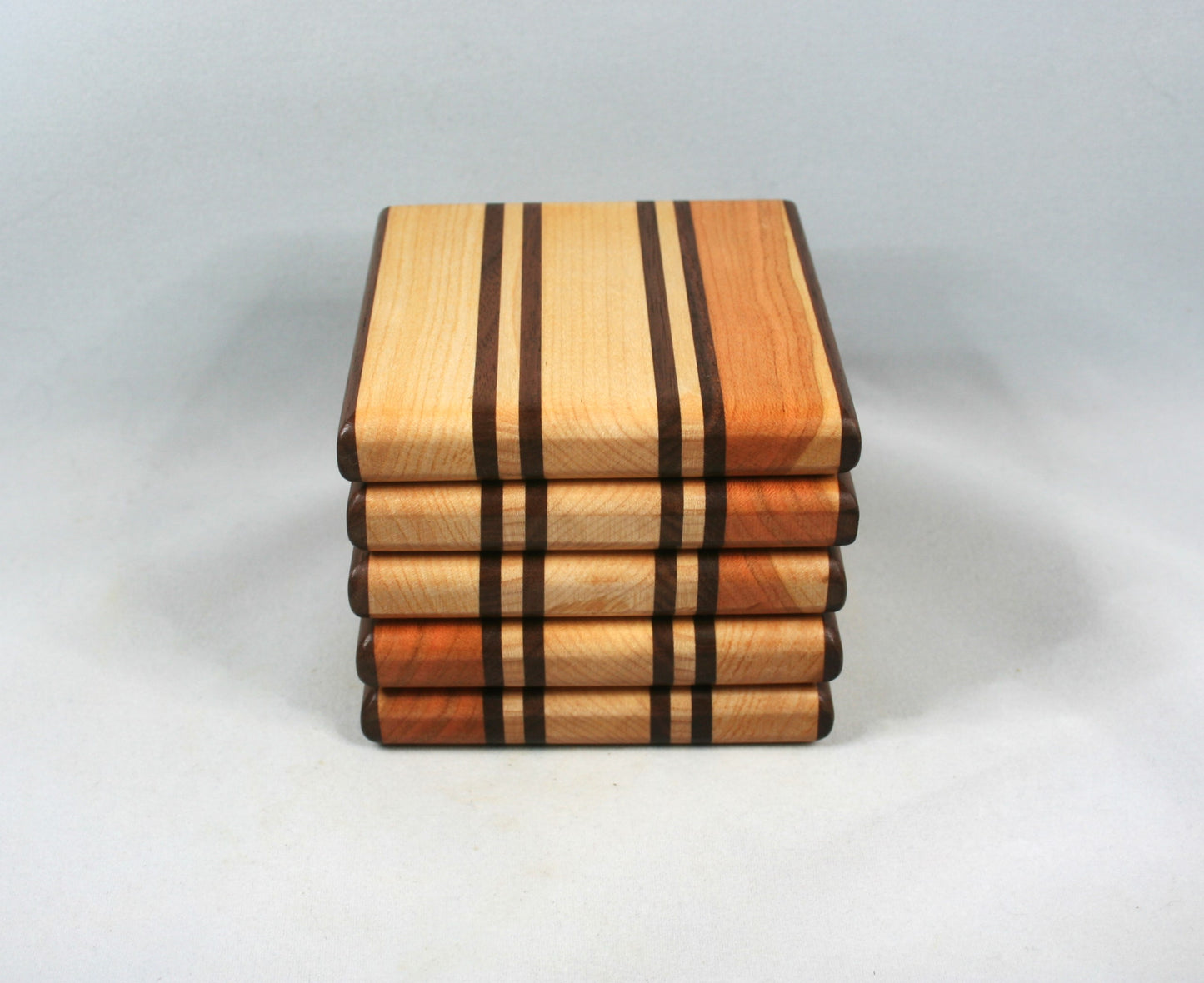 Maple and Walnut Hardwood Coaster set of 5