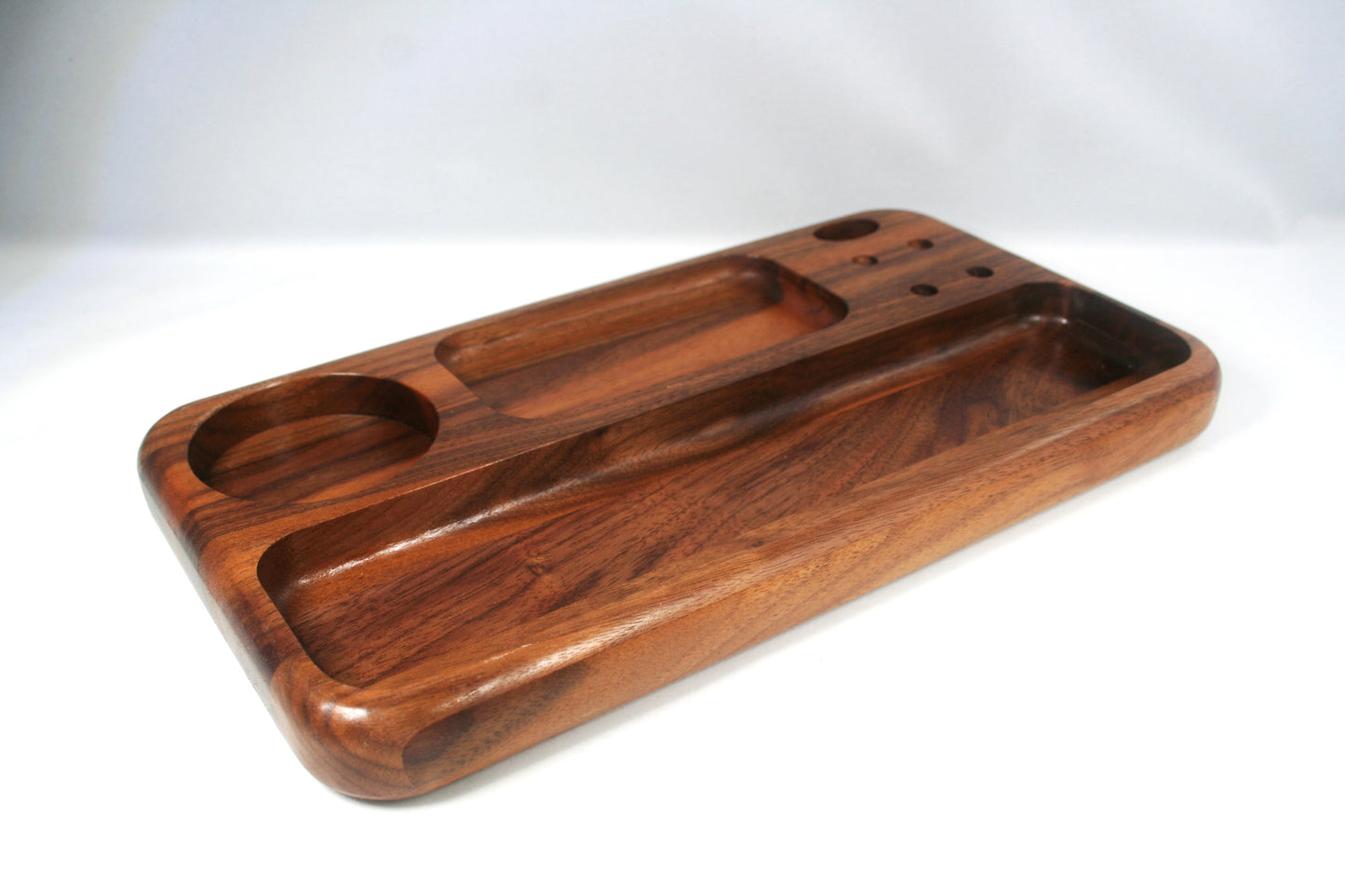 Walnut Multi Compartment Rolling Tray