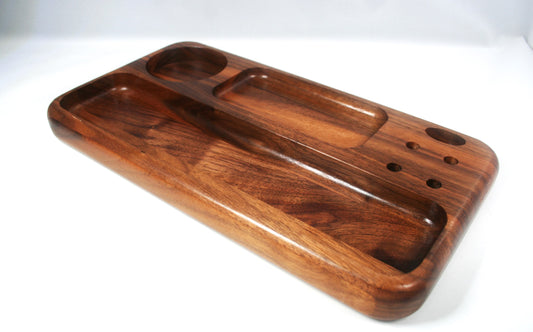 Walnut Multi Compartment Rolling Tray