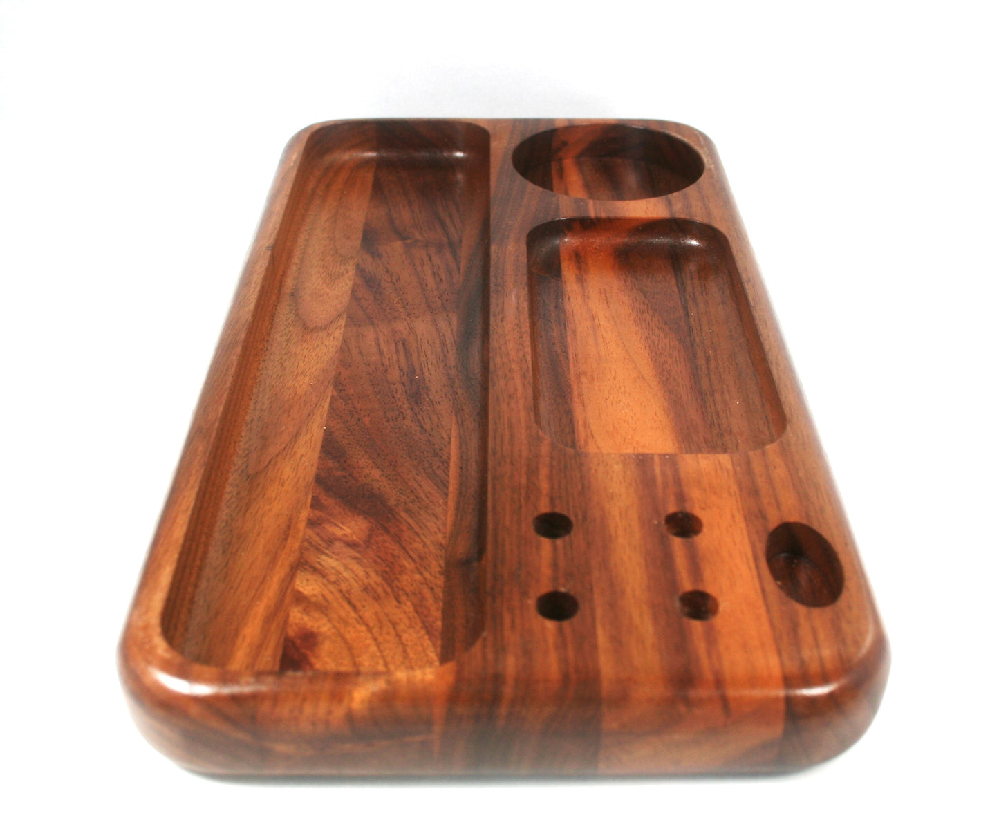 Walnut Multi Compartment Rolling Tray