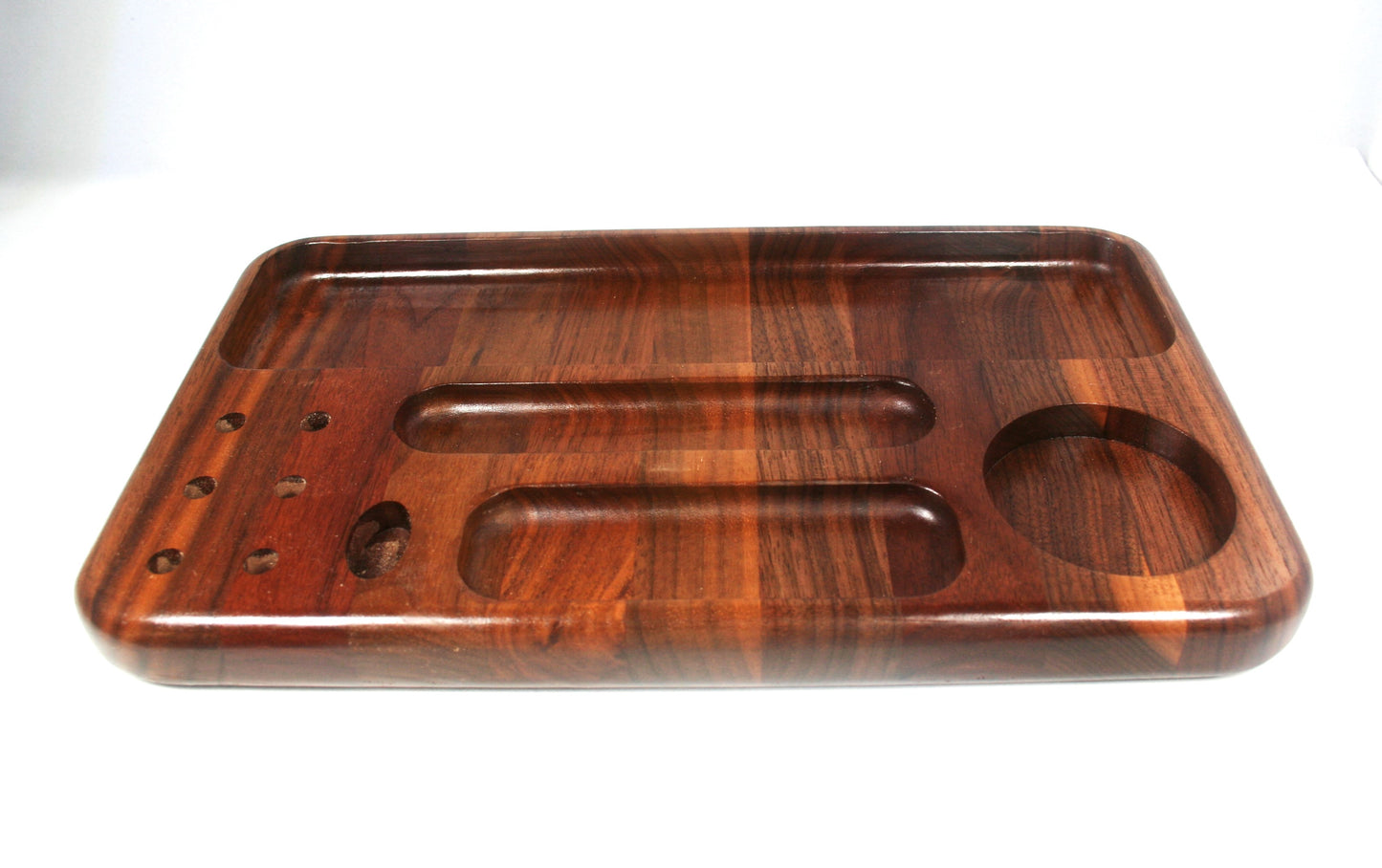 Multi Compartment Walnut Rolling Tray