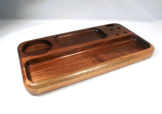 Walnut Multi Compartment Rolling Tray