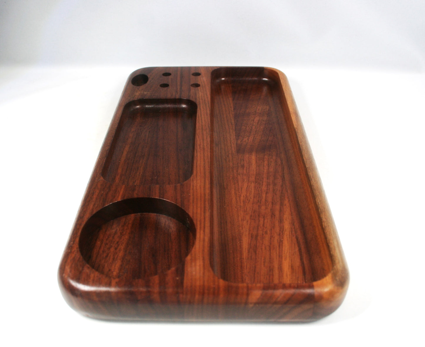 Walnut Multi Compartment Rolling Tray