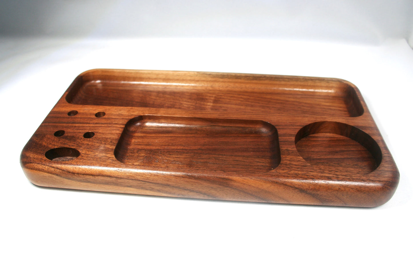 Walnut Multi Compartment Rolling Tray