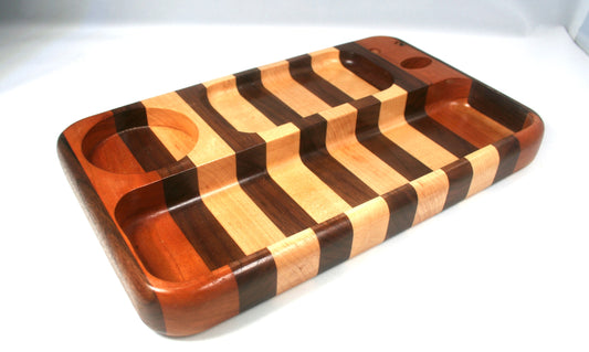 Multi Wood Compartmentalized Rolling Tray