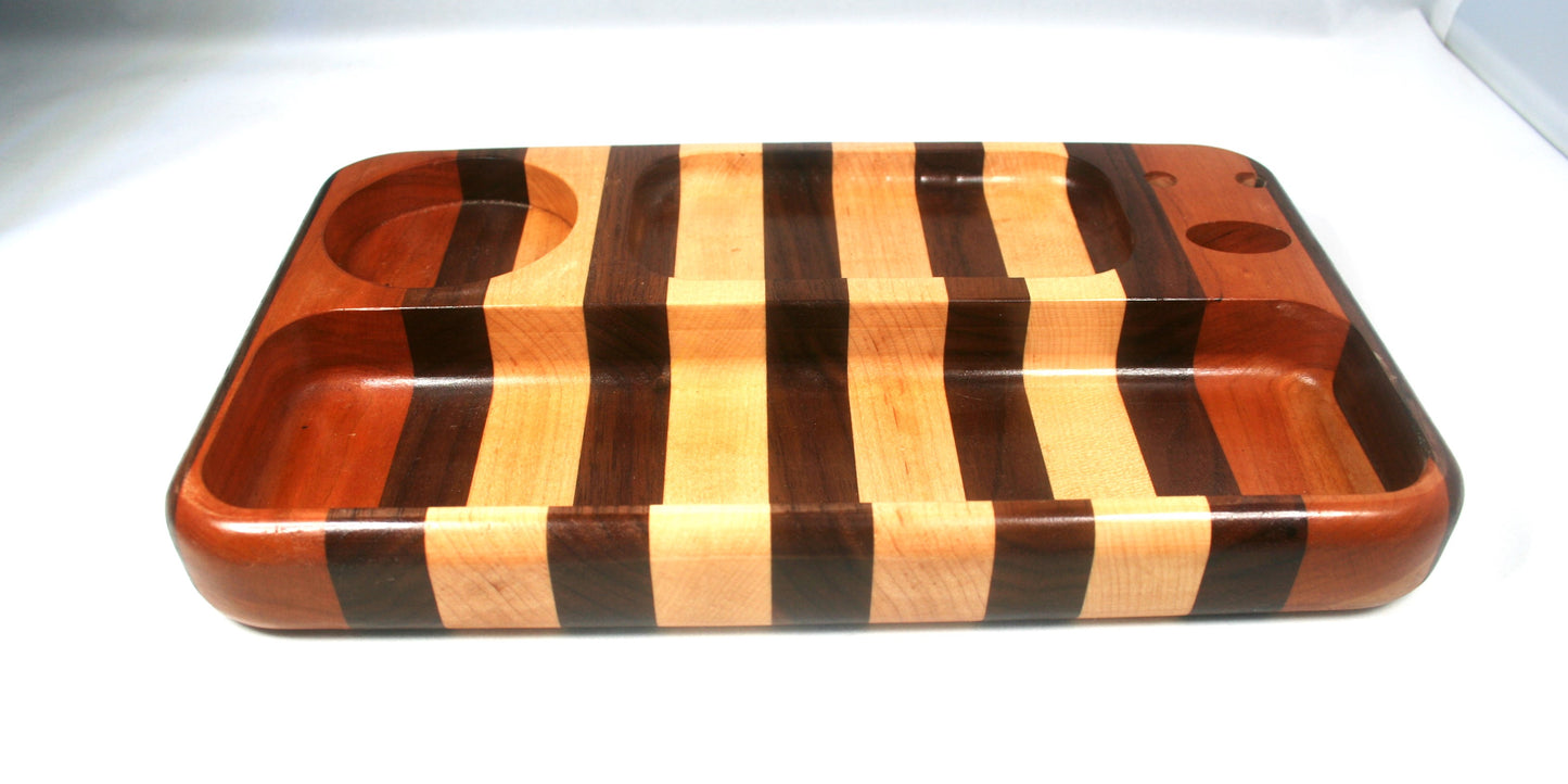 Multi Wood Compartmentalized Rolling Tray