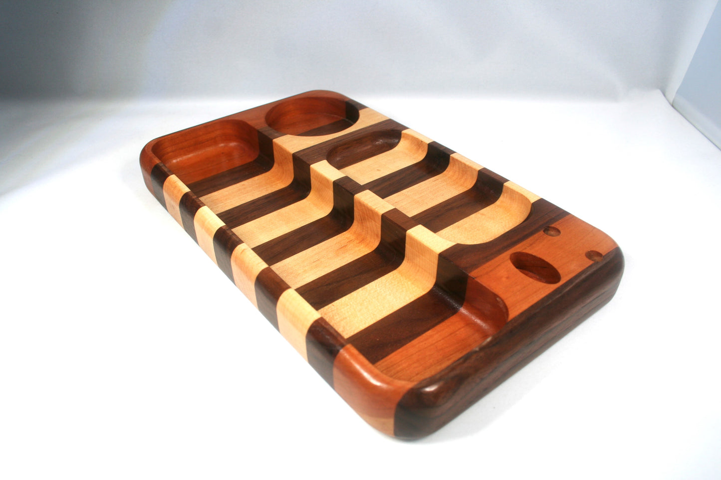 Multi Wood Compartmentalized Rolling Tray