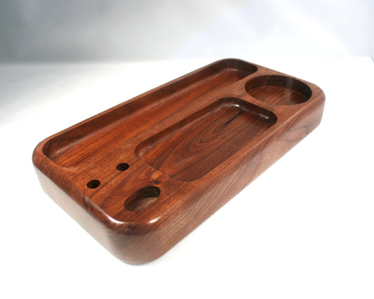 Multi Compartment Walnut Rolling Tray