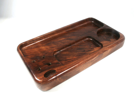 Multi Compartment Curly Walnut Rolling Tray