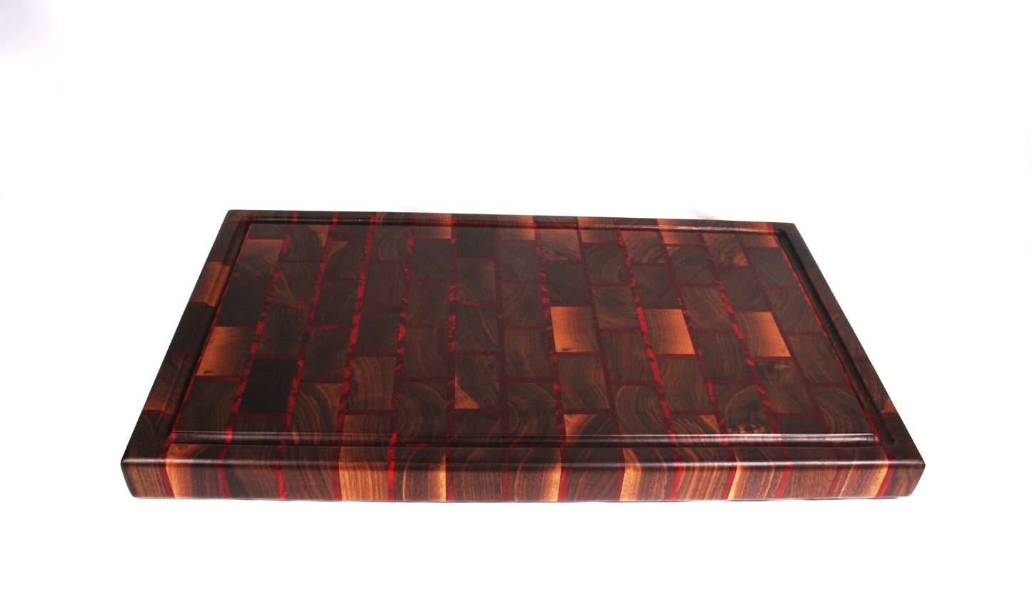 Walnut and Paduk Brick End Grain Cutting Board-Ready to ship